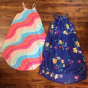 Girls Spaghetti Strap Maxi Sundress Dresses
Flower Floral Swirling Stripe Colors
